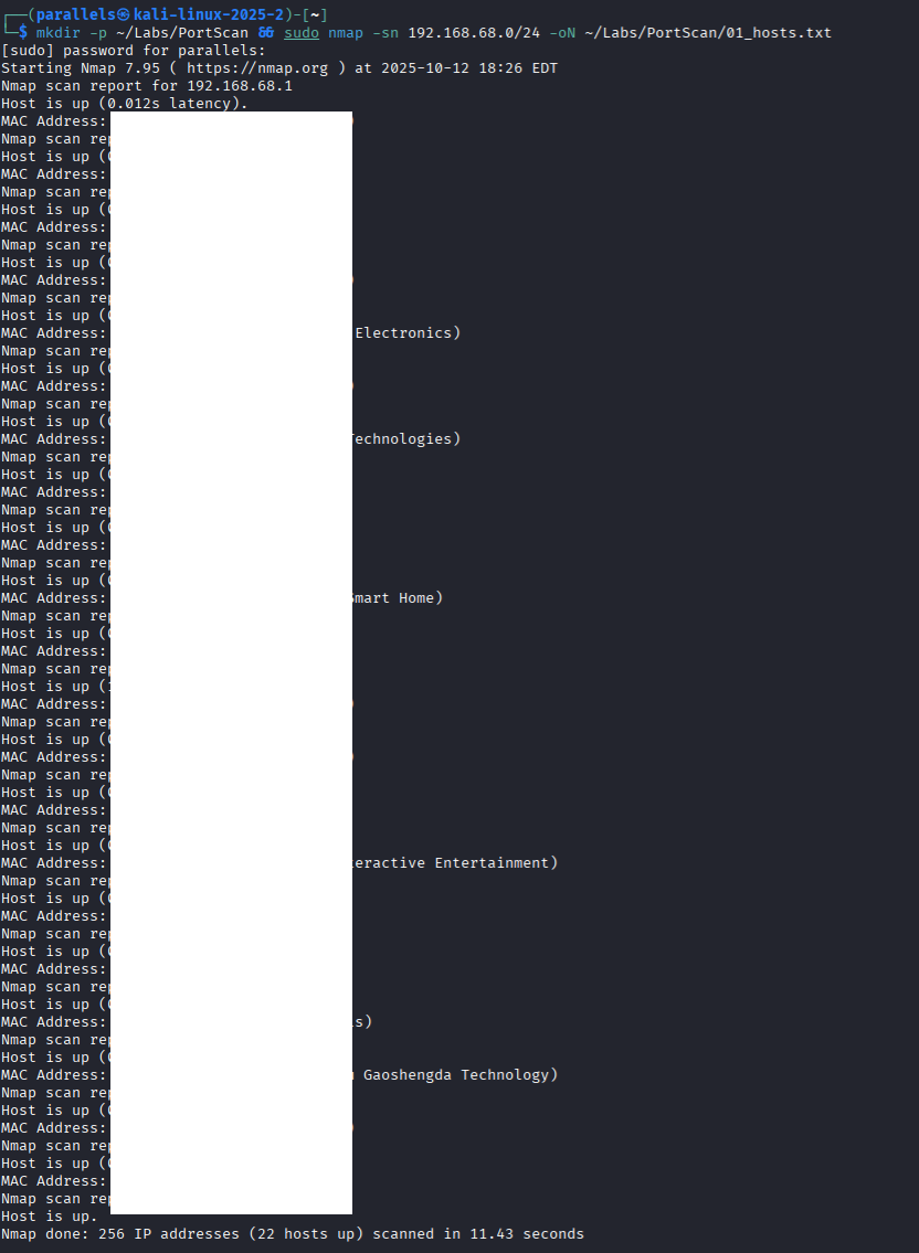 Initial port scan results